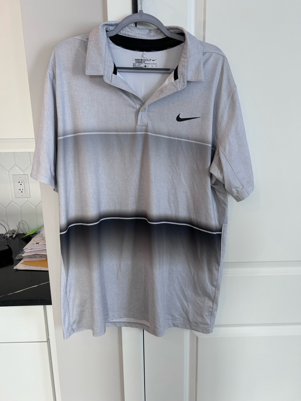 Nike Golf Mens Polo Shirt Standard Fit Dri Fit Short Sleeve Sz XL Gray Vented